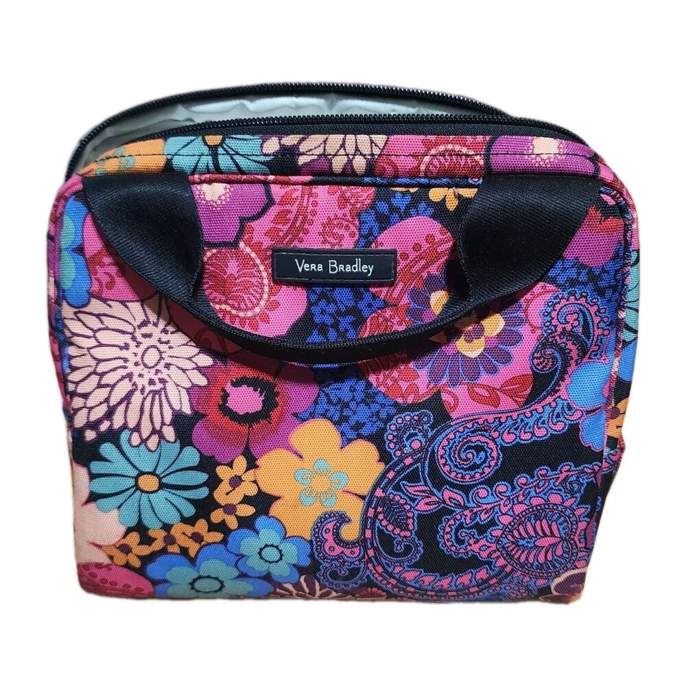 Vera Bradley Blue Lagoon Lunch Date Tote Bag with I.D. Display School Pouch